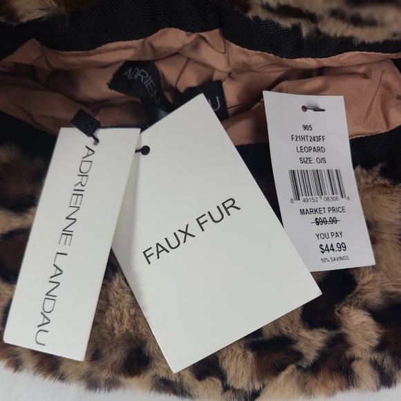 NEW ADRIENNE LANDAU FAUX FUR LEOPARD HAT MSRP $45 NWT - Picture 6 of 7